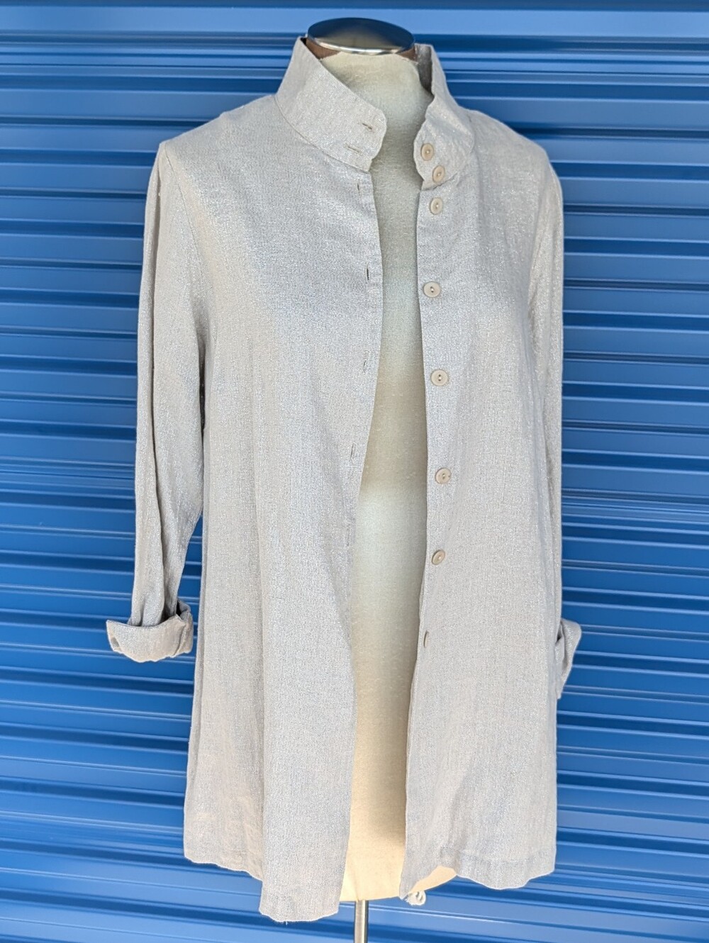 FLAX shimmer linen tunic length shirt jacket S